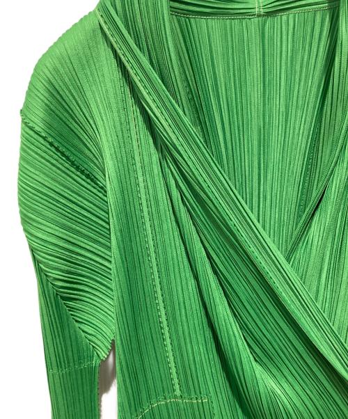 PLEATS PLEASE（プリーツプリーズ）PLEATS PLEASE (プリーツプリーズ) ロングカーディガン グリーン サイズ:3の古着・服飾アイテム