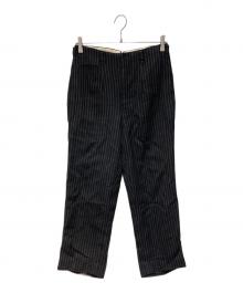 ー（ー）の古着「ウールストライプスラックス」｜ブラック