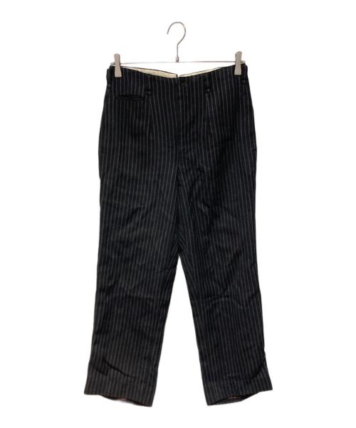 ー（ー）ー (ー) ウールストライプスラックス ブラック サイズ:不明の古着・服飾アイテム