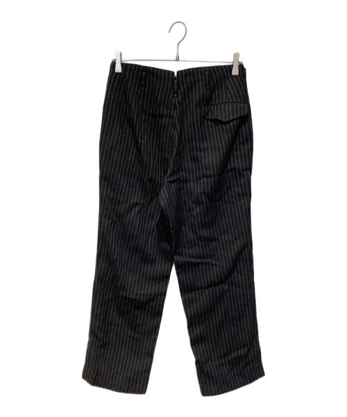 ー（ー）ー (ー) ウールストライプスラックス ブラック サイズ:不明の古着・服飾アイテム
