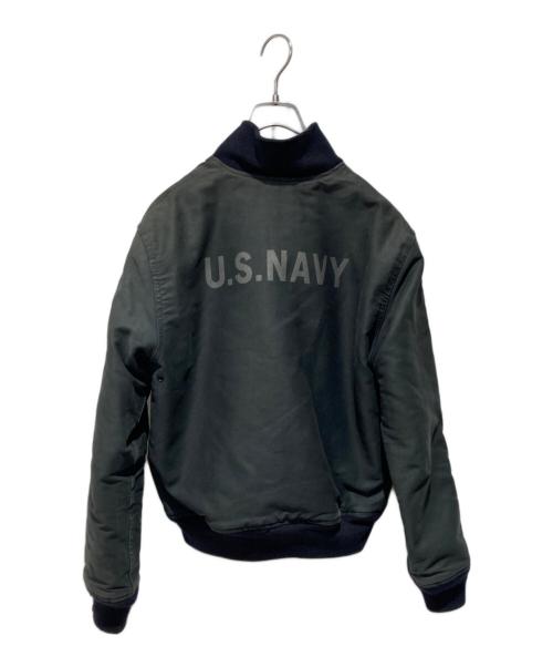 U'S NAVY（ユーエスネイビー）U'S NAVY (ユーエスネイビー) デッキジップジャケット ブラック×ネイビー サイズ:38の古着・服飾アイテム