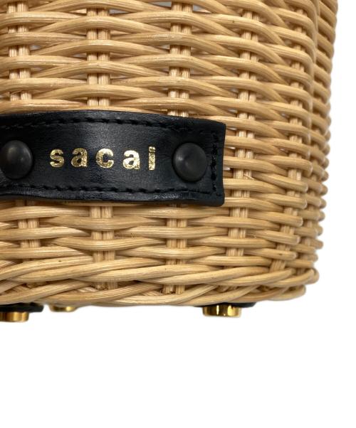 sacai（サカイ）sacai (サカイ) Woven Style Logo Patch Bucket Bag ベージュ×ブラックの古着・服飾アイテム