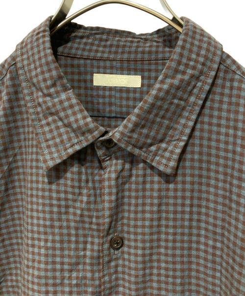 ULTERIOR（アルテリア）ULTERIOR (アルテリア) C/W CHECKED TWILL SHIRT ブルー×ブラウン サイズ:5の古着・服飾アイテム