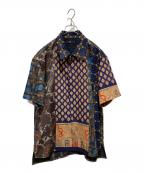 inkインク）の古着「remake patchwork open collar ss shirts」｜ブラウン