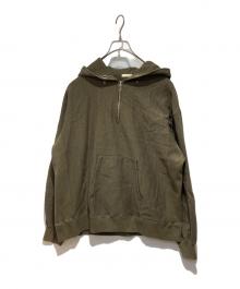 ULTERIOR（アルテリア）の古着「FADED SILKY TERRY RW HALF ZIP HOODIE」｜カーキ