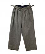 ULTERIORアルテリア）の古着「WOOL SILK HERINGBONE WIDE TROUSERS」｜グレー