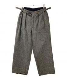 ULTERIOR（アルテリア）の古着「WOOL SILK HERINGBONE WIDE TROUSERS」｜グレー