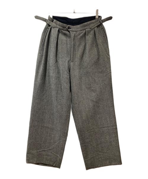 ULTERIOR（アルテリア）ULTERIOR (アルテリア) WOOL SILK HERINGBONE WIDE TROUSERS グレー サイズ:4の古着・服飾アイテム