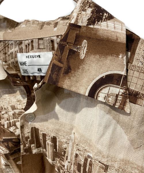 NEXUSVII（ネクサスセブン）NEXUSVII (ネクサスセブン) COTTON HAWAIAN SHIRT B.R ブラウン×ホワイト サイズ:48の古着・服飾アイテム