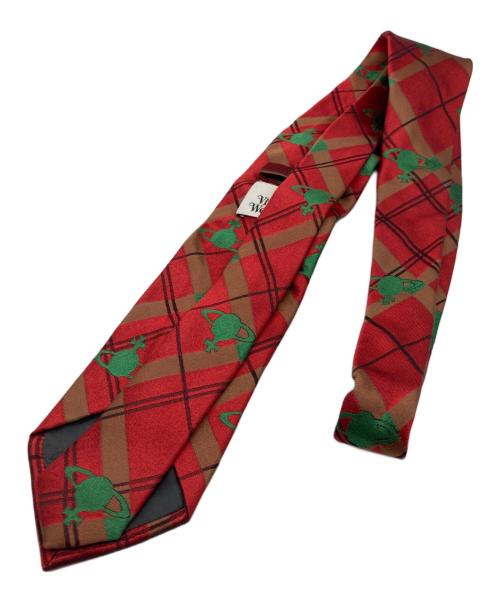 Vivienne Westwood（ヴィヴィアンウエストウッド）Vivienne Westwood (ヴィヴィアンウエストウッド) オーブ総柄ネクタイ レッド サイズ:表記無しの古着・服飾アイテム