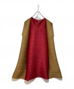 PLEATS PLEASEプリーツプリーズ）の古着「プリーツワンピース」｜レッド×ブラウン