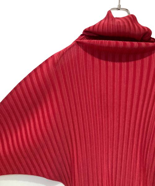 PLEATS PLEASE（プリーツプリーズ）PLEATS PLEASE (プリーツプリーズ) ハイネックドルマンスリーブプリーツカットソー レッド サイズ:３の古着・服飾アイテム