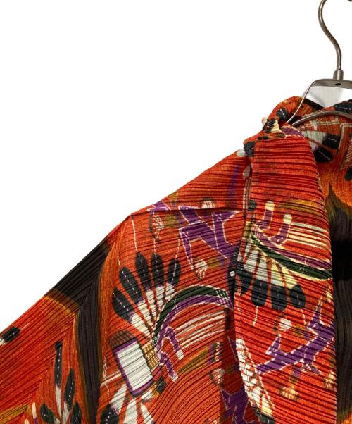 PLEATS PLEASE（プリーツプリーズ）PLEATS PLEASE (プリーツプリーズ) 総柄カーディガン オレンジ サイズ:３の古着・服飾アイテム