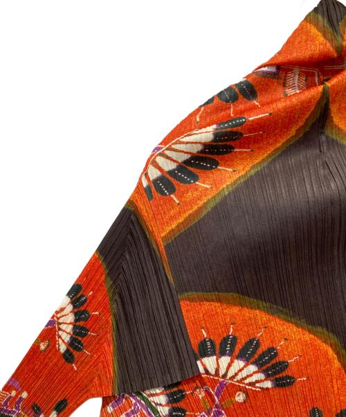 PLEATS PLEASE（プリーツプリーズ）PLEATS PLEASE (プリーツプリーズ) 総柄カーディガン オレンジ サイズ:３の古着・服飾アイテム