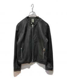 DELAN（デラン）の古着「ラムレザー シングルライダースジャケット」｜ブラック