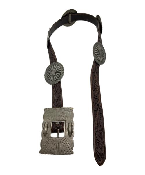 RRL（ダブルアールエル）RRL (ダブルアールエル) leather concho belt ブラウンの古着・服飾アイテム
