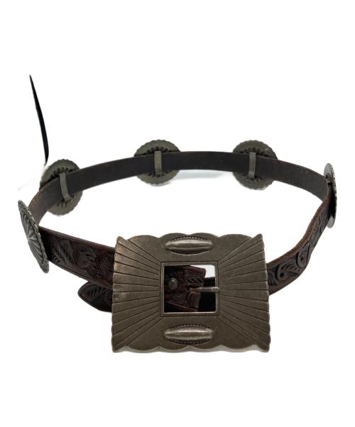 RRL（ダブルアールエル）RRL (ダブルアールエル) leather concho belt ブラウンの古着・服飾アイテム