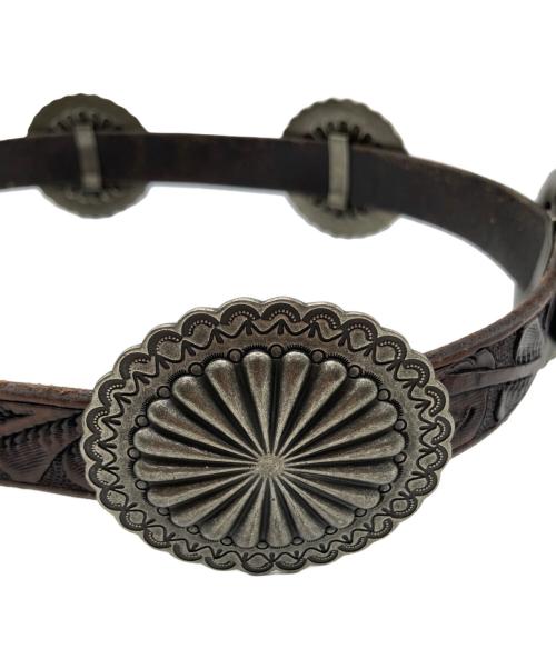 RRL（ダブルアールエル）RRL (ダブルアールエル) leather concho belt ブラウンの古着・服飾アイテム