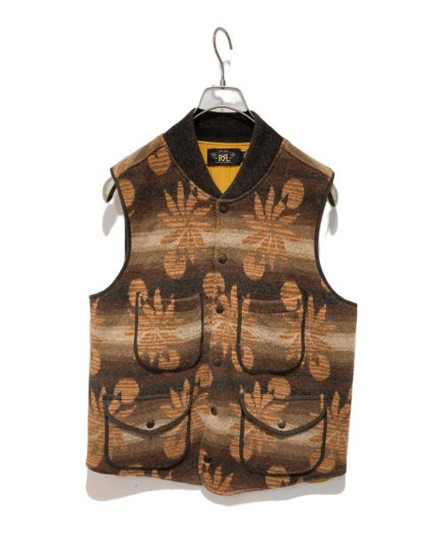 RRL（ダブルアールエル）RRL (ダブルアールエル) ウールカシミヤ スナップフロント セーター ベスト ブラウン サイズ:Sの古着・服飾アイテム