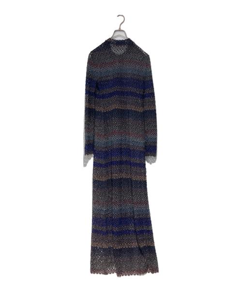 missoni（ミッソーニ）missoni (ミッソーニ) メッシュニットワンピース ブルー×グレー サイズ:40の古着・服飾アイテム