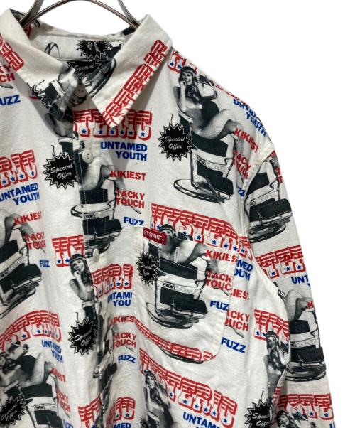 Hysteric Glamour（ヒステリックグラマー）Hysteric Glamour (ヒステリックグラマー) HAIR CUT柄 レギュラーカラーシャツ ホワイト サイズ:Mの古着・服飾アイテム