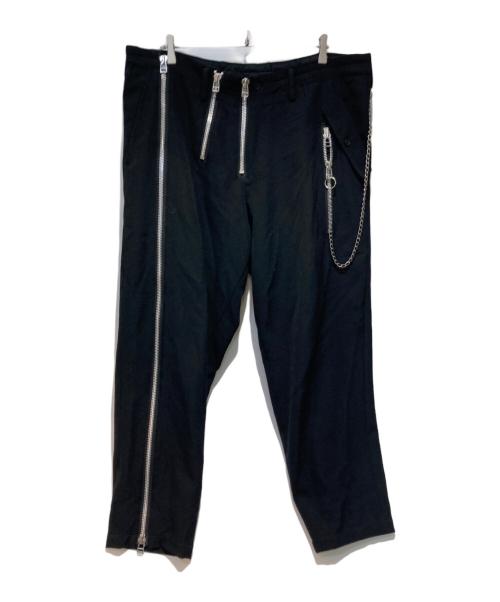 Yohji Yamamoto pour homme（ヨウジヤマモト プールオム）Yohji Yamamoto pour homme (ヨウジヤマモト プールオム) ZIPチェーンスラックス ブラック サイズ:3の古着・服飾アイテム