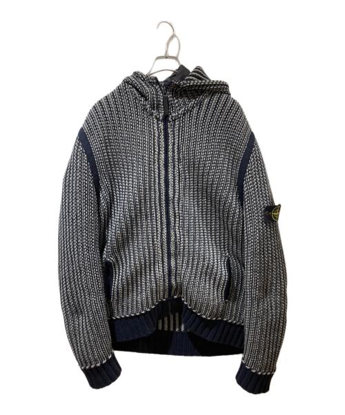 STONE ISLAND（ストーンアイランド）STONE ISLAND (ストーンアイランド) 2WAY ZIP KNIT PARKA JACJET グレー×ネイビー サイズ:XLの古着・服飾アイテム