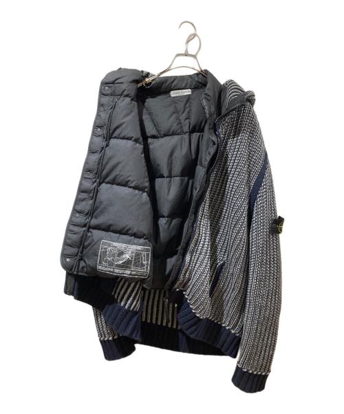 STONE ISLAND（ストーンアイランド）STONE ISLAND (ストーンアイランド) 2WAY ZIP KNIT PARKA JACJET グレー×ネイビー サイズ:XLの古着・服飾アイテム