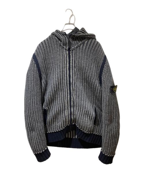 STONE ISLAND（ストーンアイランド）STONE ISLAND (ストーンアイランド) 2WAY ZIP KNIT PARKA JACJET グレー×ネイビー サイズ:XLの古着・服飾アイテム