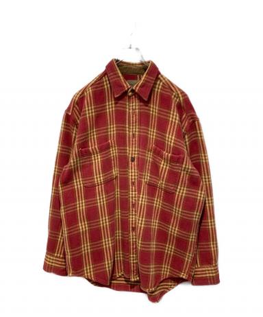 ST. JOHN'S BAY オンブレ ヘビーネルシャツ レッド×ベージュ 中古・古着通販】ST JOHN'S BAY (セントジョンズベイ) ヘビネルシャツ