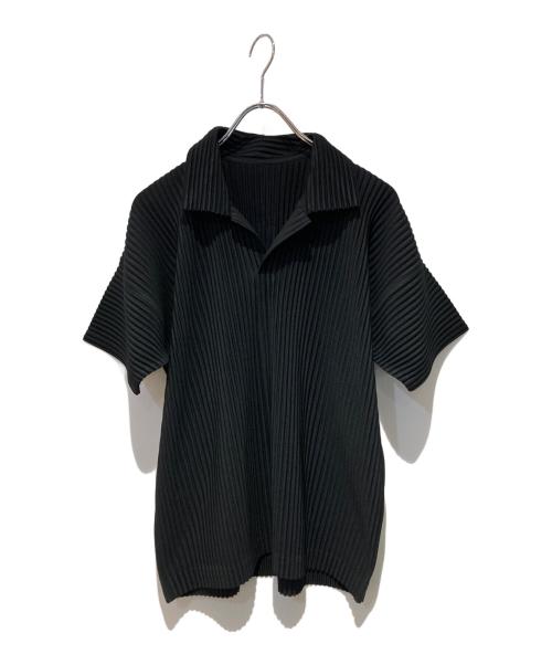 HOMME PLISSE ISSEY MIYAKE（オム プリッセ イッセイ ミヤケ）HOMME PLISSE ISSEY MIYAKE (オム プリッセ イッセイ ミヤケ) プリーツポロシャツ ブラック サイズ:2の古着・服飾アイテム