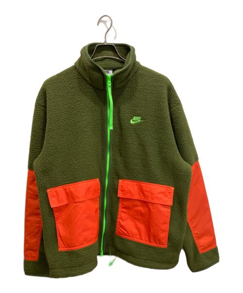 NIKE（ナイキ）NIKE (ナイキ) 切替フリースジャケット オリーブ×オレンジ サイズ:XLの古着・服飾アイテム