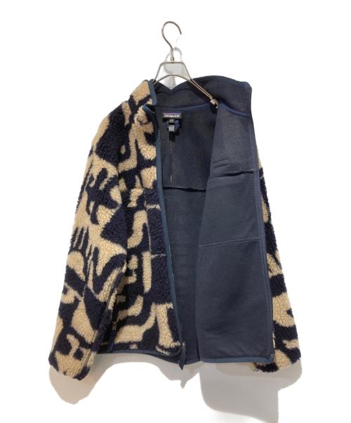 Patagonia（パタゴニア）Patagonia (パタゴニア) Natural Blend Retro Cardigan ベージュ×ネイビー サイズ:Mの古着・服飾アイテム