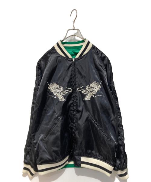 stussy（ステューシー）stussy (ステューシー) ドラゴン刺繍 リバーシブル サテン スカジャン ブラック×グリーン サイズ:Mの古着・服飾アイテム