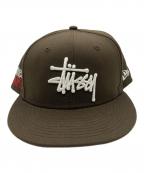stussy×New Eraステューシー×ニューエラ）の古着「ロゴキャップ」｜ブラウン