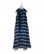 Y's for livingワイズフォーリビング）の古着「マキシチェックワンピース」｜ブルー×ブラック