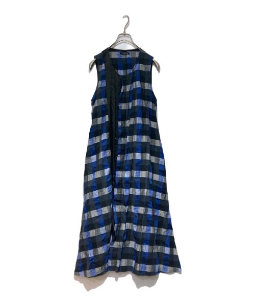 Y's for living（ワイズフォーリビング）Y'S for living (ワイズフォーリビング) マキシチェックワンピース ブルー×ブラック サイズ:FREEの古着・服飾アイテム
