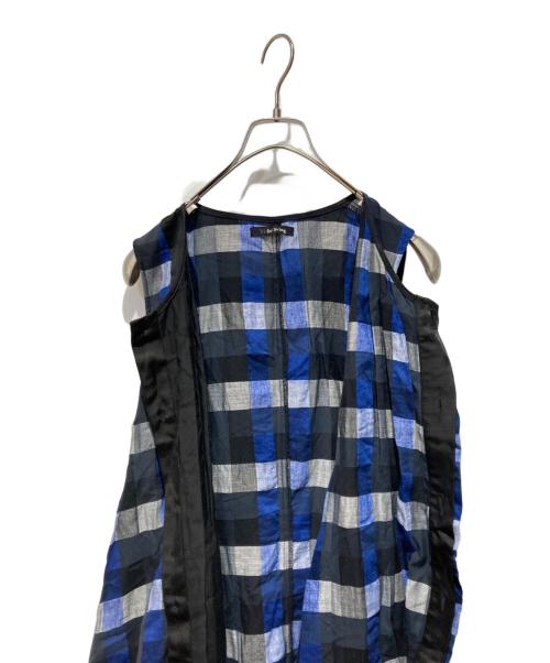 Y's for living（ワイズフォーリビング）Y'S for living (ワイズフォーリビング) マキシチェックワンピース ブルー×ブラック サイズ:FREEの古着・服飾アイテム