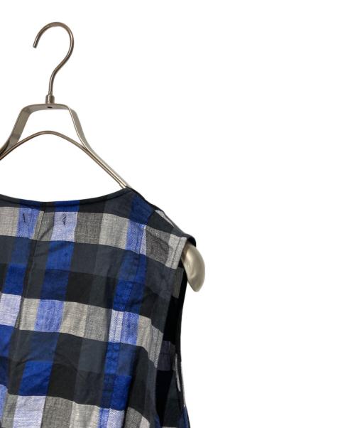 Y's for living（ワイズフォーリビング）Y'S for living (ワイズフォーリビング) マキシチェックワンピース ブルー×ブラック サイズ:FREEの古着・服飾アイテム