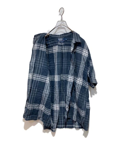 POLO RALPH LAUREN（ポロ・ラルフローレン）POLO RALPH LAUREN (ポロ・ラルフローレン) 90’s CALDWELL オープンカラーシャツ ネイビー×ホワイト サイズ:XLの古着・服飾アイテム