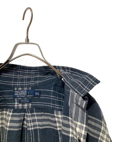POLO RALPH LAUREN（ポロ・ラルフローレン）POLO RALPH LAUREN (ポロ・ラルフローレン) 90’s CALDWELL オープンカラーシャツ ネイビー×ホワイト サイズ:XLの古着・服飾アイテム