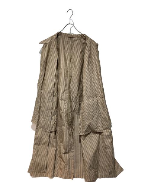 AURALEE（オーラリー）AURALEE (オーラリー) FINX WEATHER CLOTH CHECK COAT ベージュ×グレー サイズ:4の古着・服飾アイテム