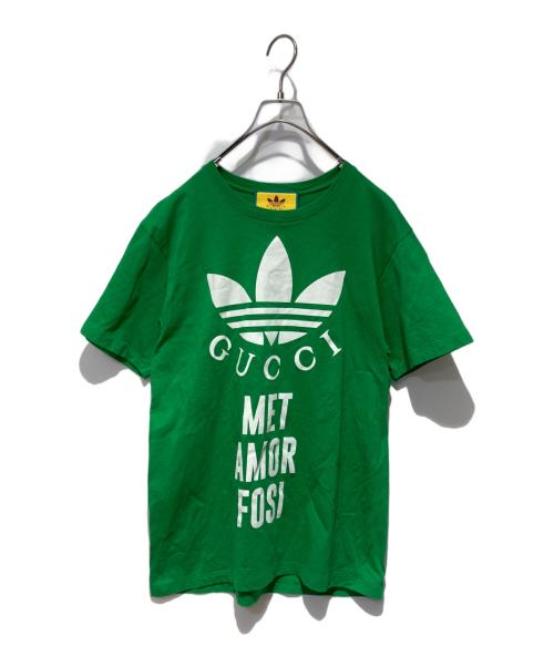 GUCCI（グッチ）GUCCI (グッチ) adidas (アディダス) コラボロゴTee グリーン×ホワイト サイズ:XSの古着・服飾アイテム