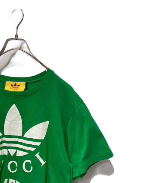 GUCCI（グッチ）GUCCI (グッチ) adidas (アディダス) コラボロゴTee グリーン×ホワイト サイズ:XSの古着・服飾アイテム