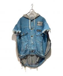 Maison MIHARA YASUHIRO（メゾン ミハラ ヤスヒロ）の古着「フーデッドデニムベスト」｜インディゴ×グレー
