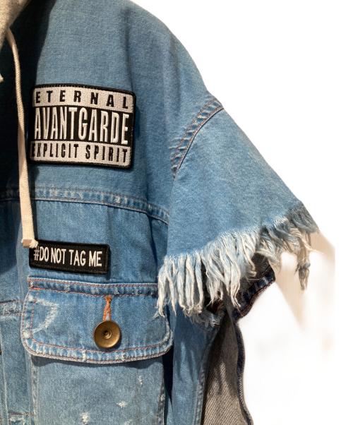 Maison MIHARA YASUHIRO（メゾン ミハラ ヤスヒロ）Maison MIHARA YASUHIRO (メゾン ミハラ ヤスヒロ) フーデッドデニムベスト インディゴ×グレー サイズ:FREEの古着・服飾アイテム