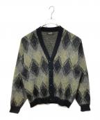 PURITANピューリタン）の古着「ダイアモンド柄モヘアカーディガン」｜グリーン