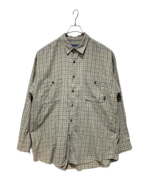 Patagonia（パタゴニア）Patagonia (パタゴニア) 90’s オーバーサイズコットンチェックシャツ グレー×ベージュ サイズ:不明の古着・服飾アイテム