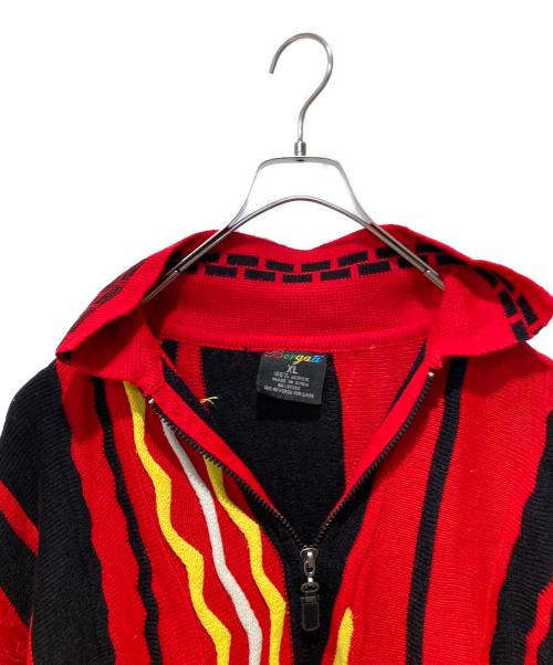Bergati（ベルガティ）Bergati (ベルガティ) 3Dハーフジップシャツニット レッド×ブラック サイズ:XLの古着・服飾アイテム
