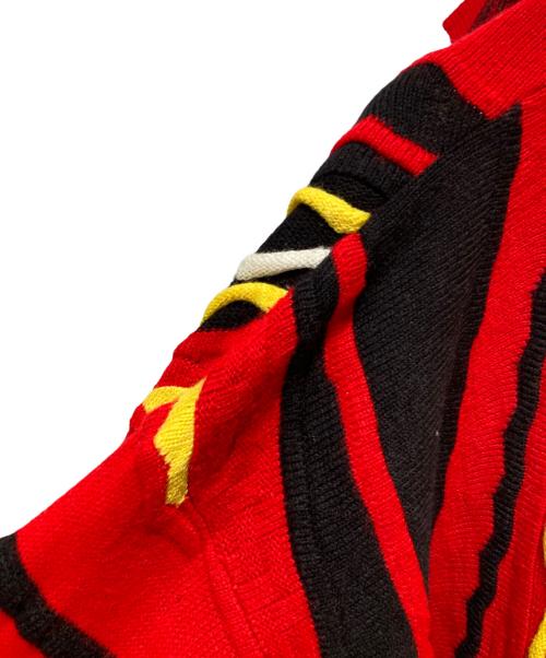 Bergati（ベルガティ）Bergati (ベルガティ) 3Dハーフジップシャツニット レッド×ブラック サイズ:XLの古着・服飾アイテム